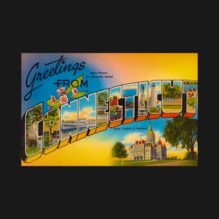 Greetings from Connecticut Vintage 1930's Postcard T-Shirt