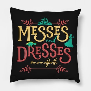 Messes & Dresses Mom Of Both Crown Dinosaur Pillow