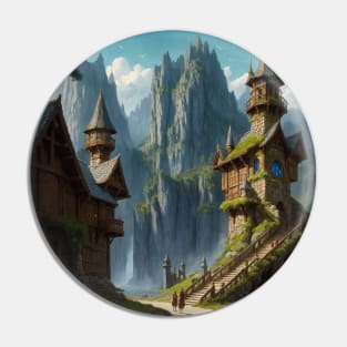 Wizards Tower at the Cliff Edge of a Mountain Village Pin