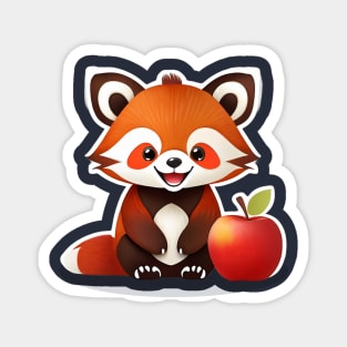 Red Panda Apple Magnet