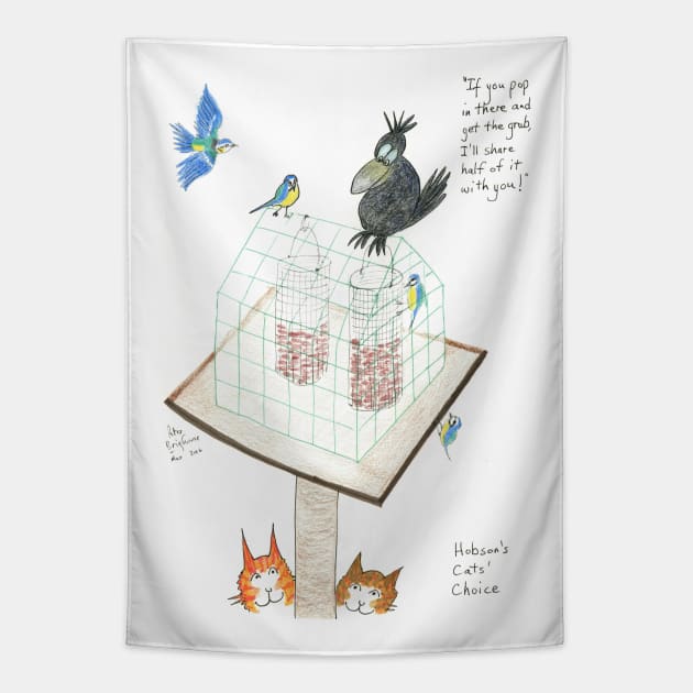 Hobson's Cat's Choice - Crow bird table Tapestry by MrTiggersShop