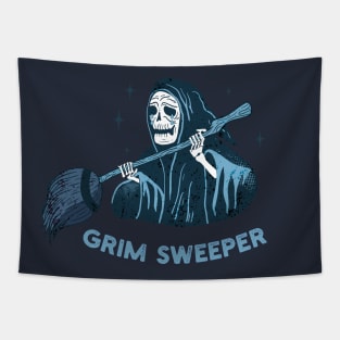 Grim Sweeper Funny Misspelled Text Tapestry