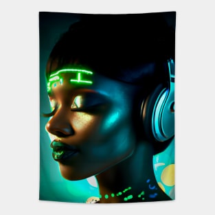 Cyberpunk Music Lover (5) - Beautiful Sci fi Women Tapestry