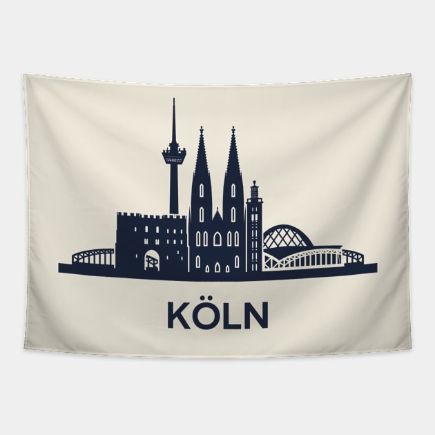 Cologne Skyline Emblem Tapestry by yulia-rb