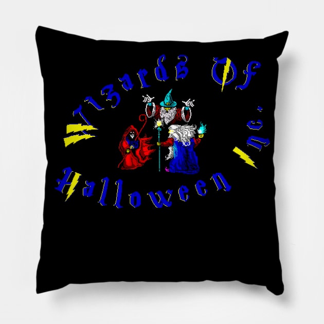 Wizards of Halloween 8 Bits art Pillow by 8 Fists of Tees