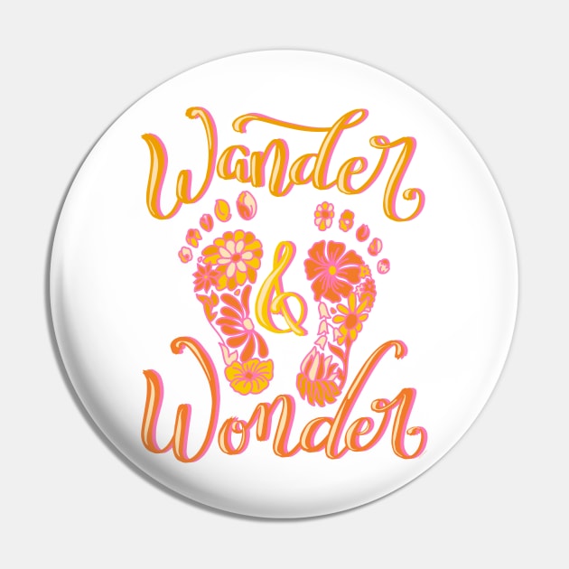 Walking Wander and Wonder Unique Boho Flowers Feet Design Pin by DoubleBrush