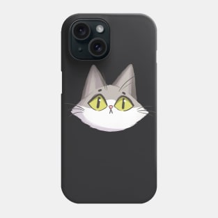 Grey Cat Head Phone Case