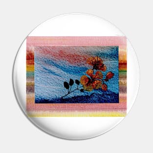 Pressed Flowers on Blue Pin