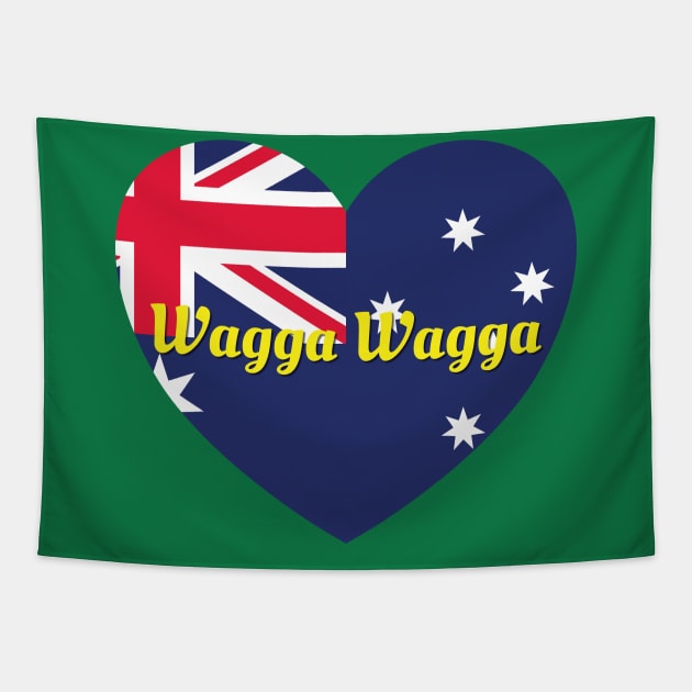 Wagga Wagga NSW Australia Australian Flag Heart Tapestry by DPattonPD