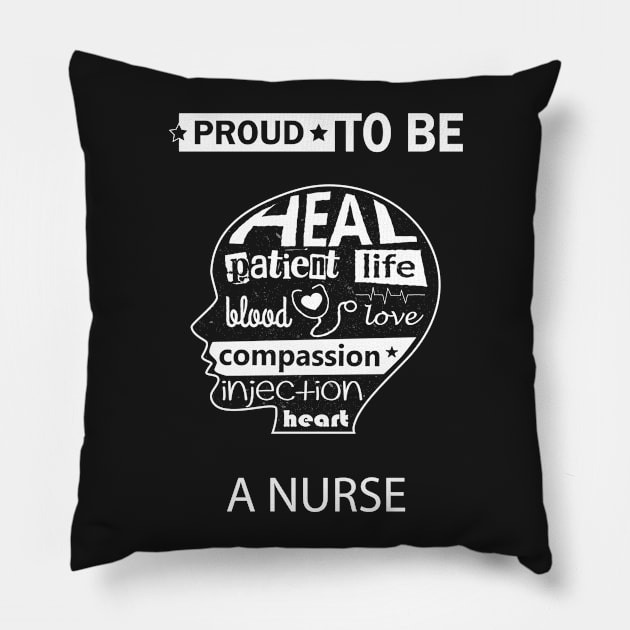 Nurse Gift, Proud to be a Nurse Pillow by Mint Cloud Art Studio