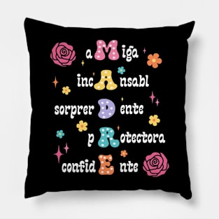 Spanish Mothers Day, Retro Madre, Groovy Mama Pillow