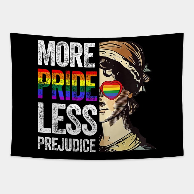 More Pride Less Prejudice LGBT Gay Proud Ally Pride Month Tapestry by robertldavis892