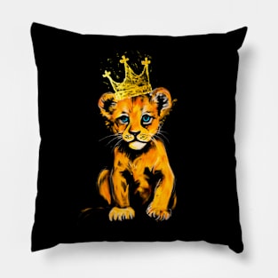 Crayon Lion Cub With Crown #1 Pillow