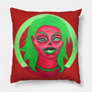 Green hair Pillow