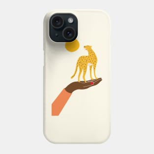 Hand, leopard and sun Phone Case