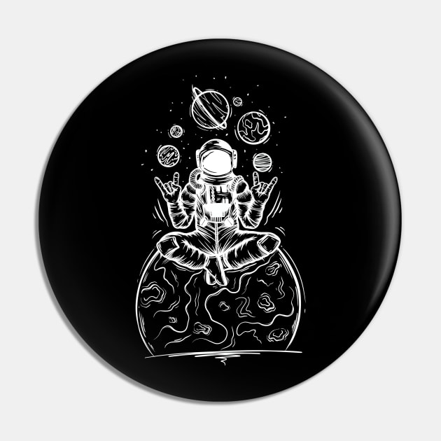 Yoga Astronaut - White Pin by P7 illustrations 