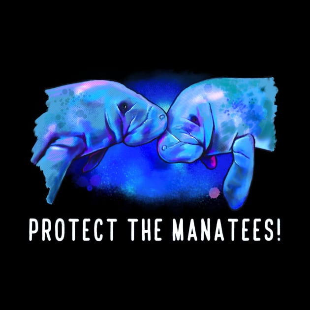 Protect the Manatees! in Colors Drawing by PenguinCornerStore