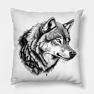 Black-White Wolf Head Pillow