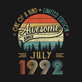 July 1992 Vintage 30 Years Old Retro 30th Birthday T-Shirt