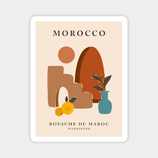Mid century modern art, Morocco, Marrakech, Fruit market, Retro print, Exhibition art, Abstract, Boho Magnet