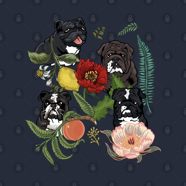 Botanical and Black English Bulldog by huebucket