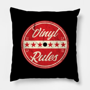 Vinyl Rules Vintage Record Label Design Pillow