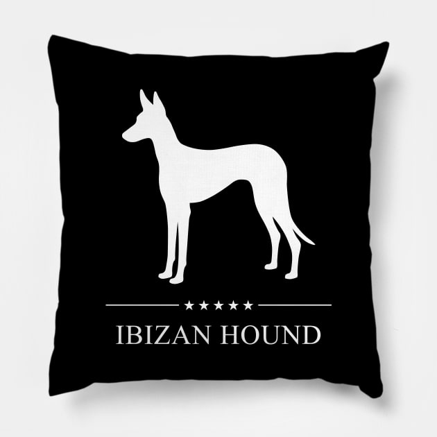 Ibizan Hound Dog White Silhouette Pillow by millersye