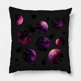 Watercolor Dark Circles, Stars and Galaxy Pillow