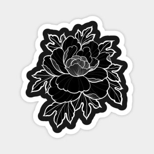Peony flower tattoo style inverse Magnet