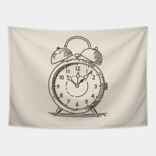 Line art of an Alarm Clock Tapestry