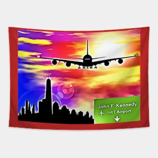 Airplane Landing at NYC Tapestry