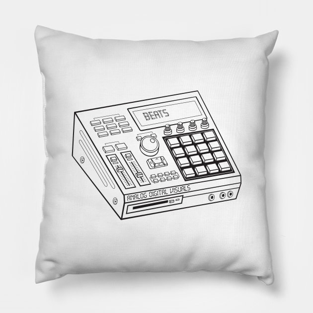 Beat Maker (Black Lines) Analog / Music Pillow by Analog Digital Visuals