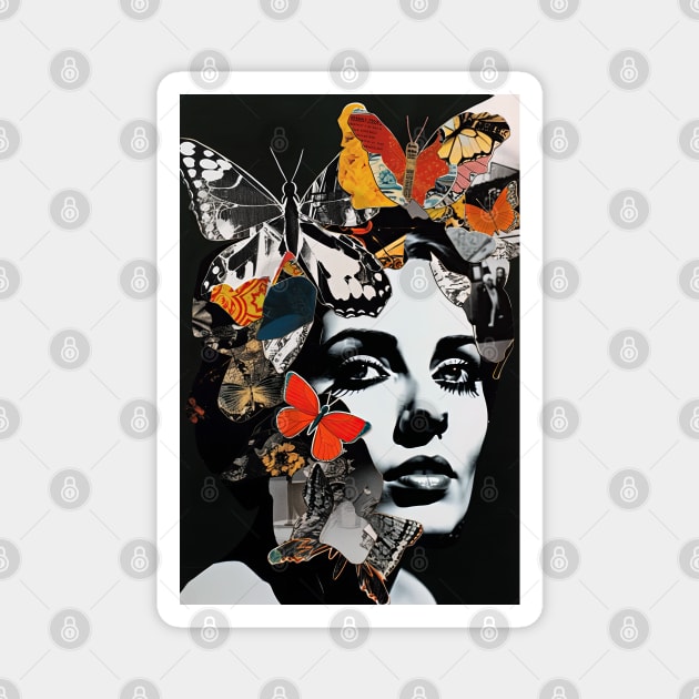 Girl with Butterflies - Beautiful Art Print, T-Shirts, and More Magnet by laverdeden