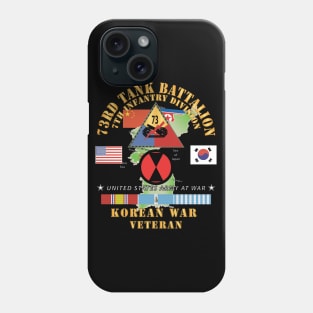 73rd Tank Battalion, 7th Infantry Div - VS NK - China, Korean War w Korea Map Green  X 300 Phone Case