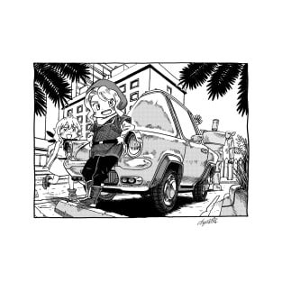 Manga Style Car Illustration T-Shirt