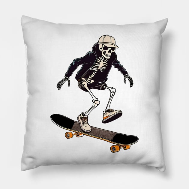 Preppy Skeleton - Skate Vibes Pillow by Salaar Design Hub