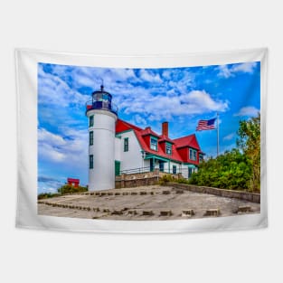 “Breezy Day at Point Betsie Lighthouse” Tapestry