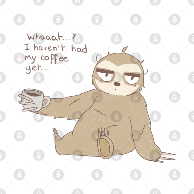 Cute Lazy Sloth With Coffee Drawing by MariOyama