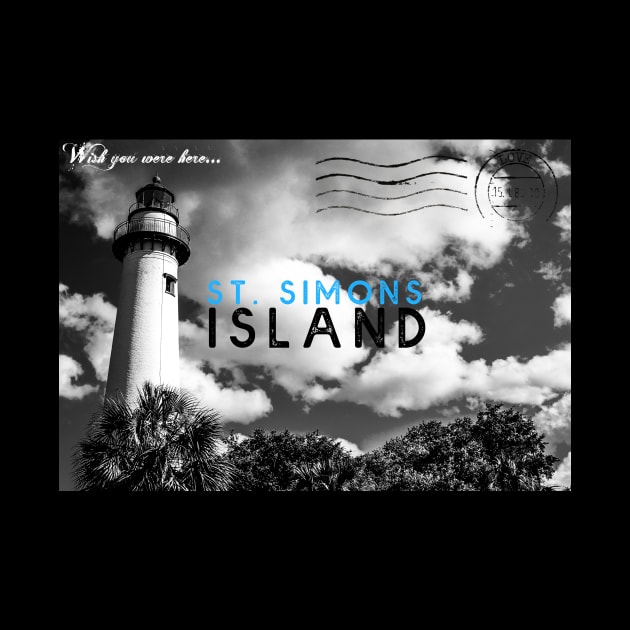 St. Simons Island Postcard b&w by Jeff Allyn Szwast