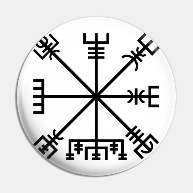 Vegvísir (black symbol) Pin by Vikingnerds