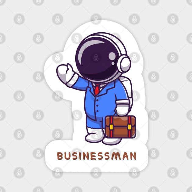 Cute astronaut businessman cartoon Magnet by unique_design76