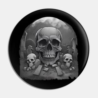 spooky skull tombstone Halloween Pin