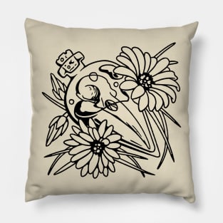 Raven Skull. gothic art style raven skull Pillow