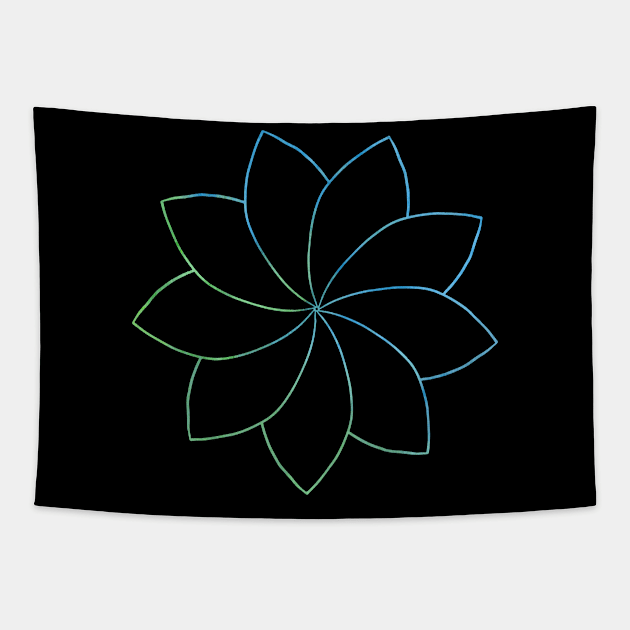 Sacred Geometry Graphic Tee Blue Green Mandala Tapestry by merchlovers