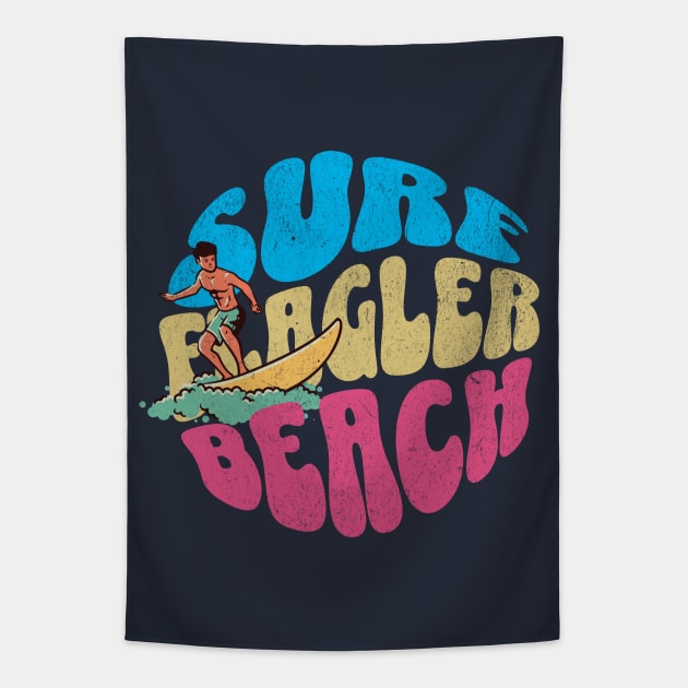 Surf Flagler Beach Florida Vintage Surfboard Surfing Tapestry by TGKelly