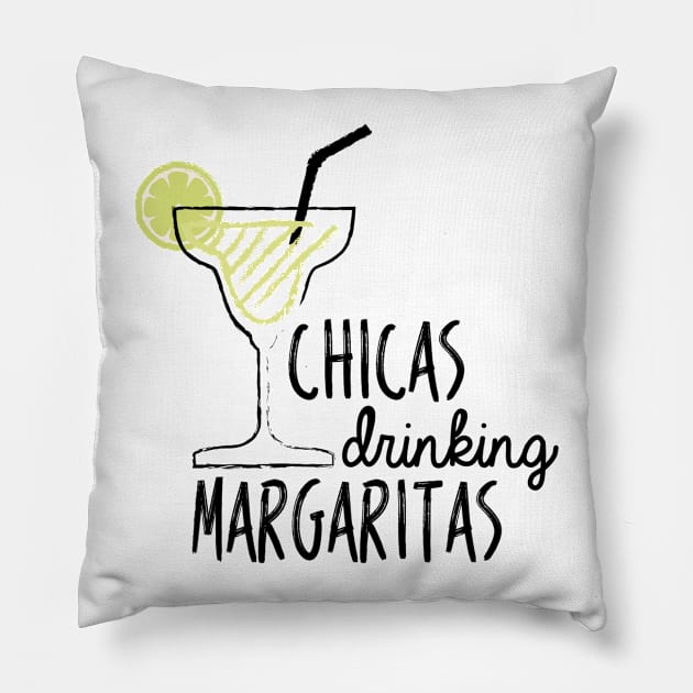 Chicas Drinking Margaritas Pillow by RobinBobbinStore