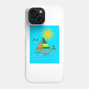 Boat Sea Sun Bird Phone Case