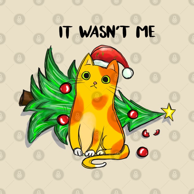 It Wasn't Me - Naughty Kitten Knocking Down The Christmas Tree by Pop Cult Store