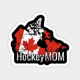 Hockey Mom with Canada and its distressed flag Magnet