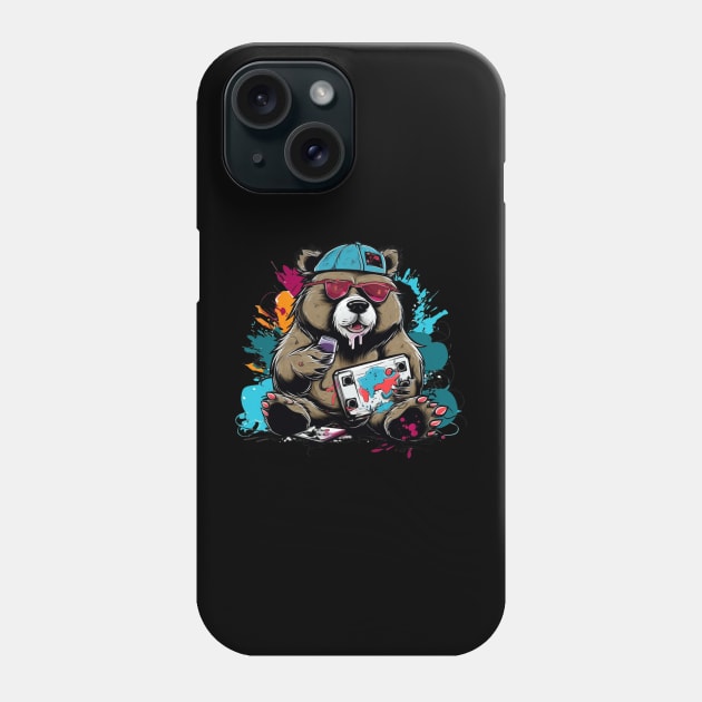 Gamer Bear Graphic Design - Original Artwork Phone Case by Labidabop